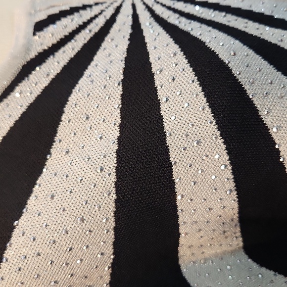 Vintage EY Boutique black silver metallic shimmery cardigan crystal zipper pull - Picture 7 of 15